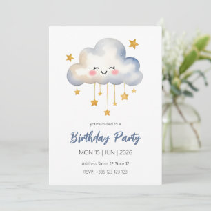Kawaii Cloud Födelsedagsfest inbjudan