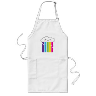 Kawaii Cloud och Rainbow Apron Långt Förkläde