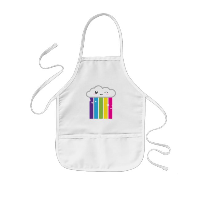 Kawaii Cloud och Rainbow Barn Apron Barnförkläde (Framsidan)