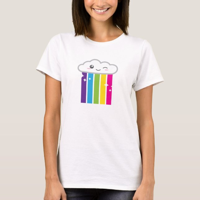 Kawaii Cloud och Rainbow Clothing T-shirt (Framsida)
