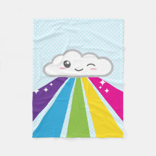 Kawaii Cloud och Rainbow Fleece Blanket