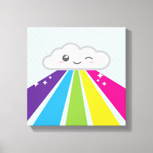 Kawaii Cloud och Rainbow Wrapped Canvas
