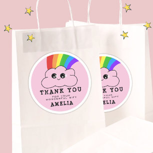 Kawaii Cloud Rainbow Rosa Birthday Tack Runt Klistermärke