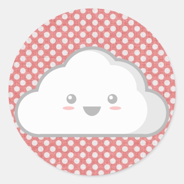 Kawaii Cloud Runt Klistermärke (Framsida)