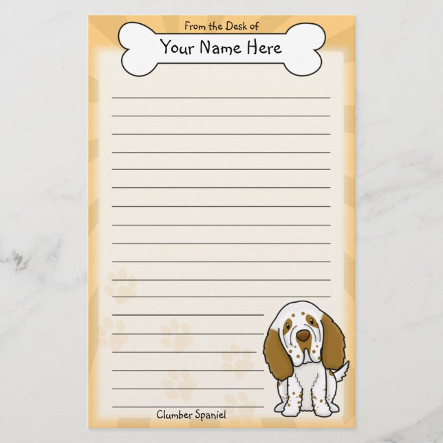 Kawaii Clumber Spain Stationery Brevpapper (Framsida)