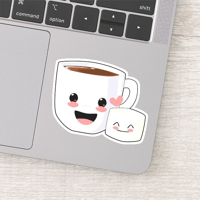 Kawaii Cocoa och Marshmallow Klistermärken (Detalj)
