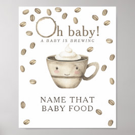 Kawaii Coffee Baby shower - Baby matspel Poster