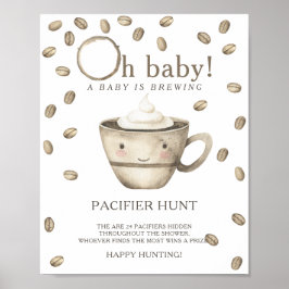 Kawaii Coffee - sökandet efter napp baby shower sp Poster