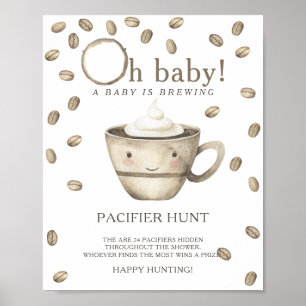 Kawaii Coffee - sökandet efter napp baby shower sp Poster