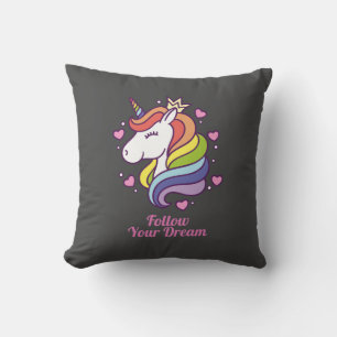 Kawaii Colorful Rainbow Unicorn Dreams Kudde