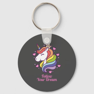 Kawaii Colorful Rainbow Unicorn Dreams Nyckelring