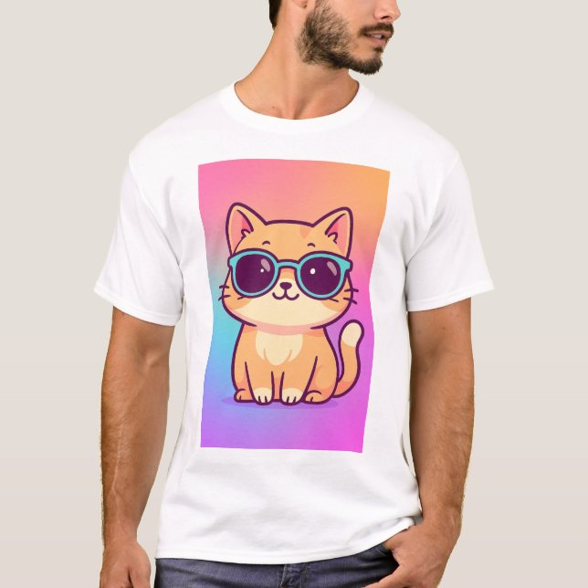 Kawaii Coola Cat Sunglasses ManarT-Shirt T Shirt (Framsida)