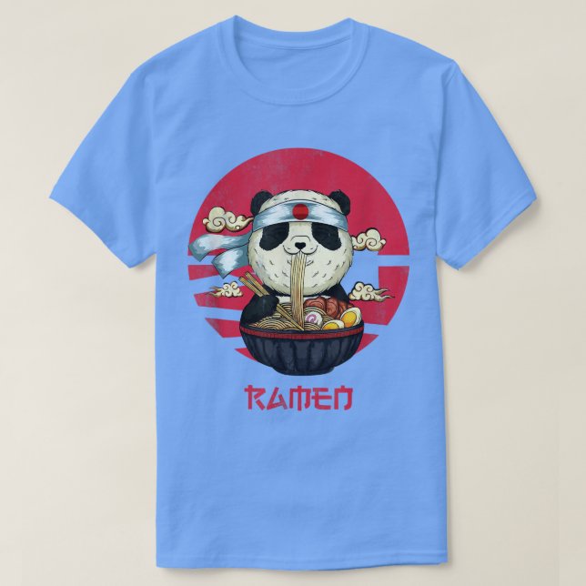 Kawaii Coola Panda Eating Ramen Älskare Ramen Nood T Shirt (Design framsida)
