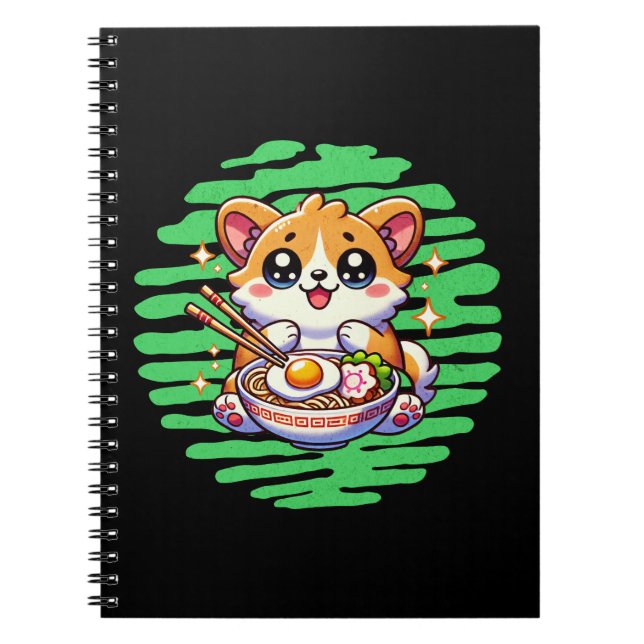 Kawaii Corgi ätskekål från Ramen Anteckningsbok (Framsidan)