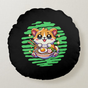 Kawaii Corgi ätskekål från Ramen Rund Kudde