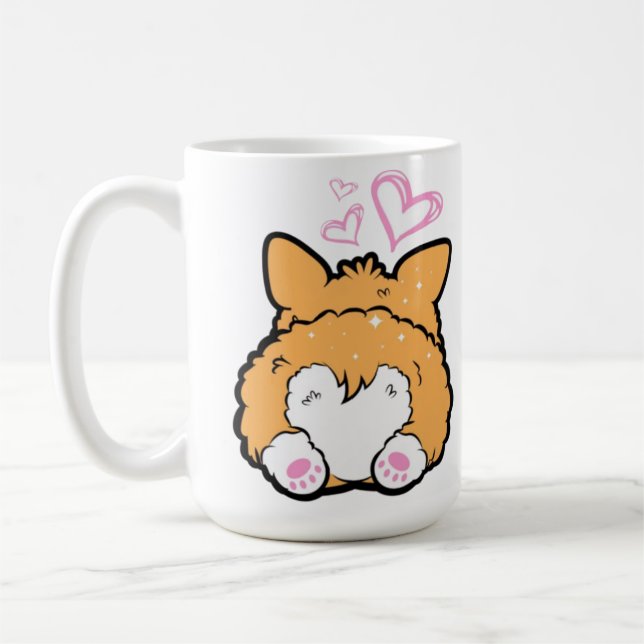 Kawaii Corgi Butt Kaffemugg (Vänster)