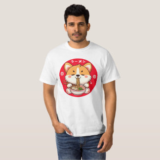 Kawaii Corgi Eating Ramen T Shirt