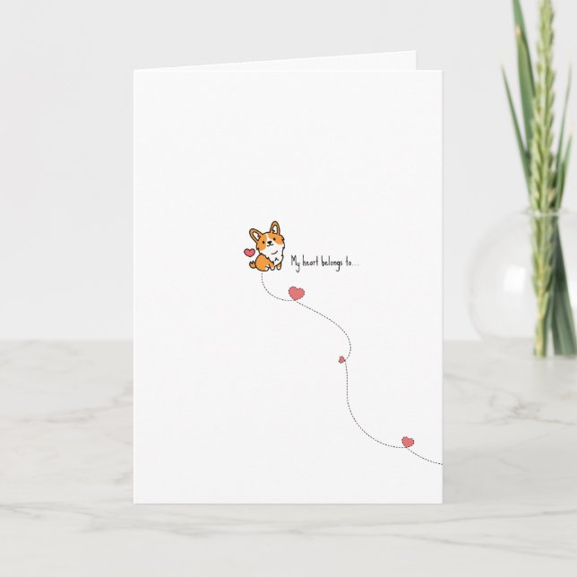 Kawaii Corgi Puns Valentinekort Kort (Framsida)