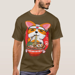 Kawaii Corgi Ramen Cute Japanska Manga Anime Gift T Shirt
