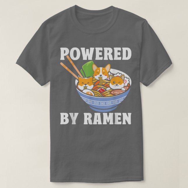 Kawaii Corgi Ramen Cute Puppy Japansk Manga Anime T Shirt (Design framsida)