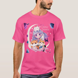 Kawaii Cosmic Dreamer Cute Måne Animal Friends gif T Shirt