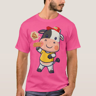 Kawaii Cow Cute Animal Pizza Delivery Funny Pizza T Shirt