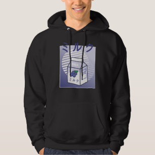 Kawaii Cow Retro Japansk blåbär Mjölk Hoodie
