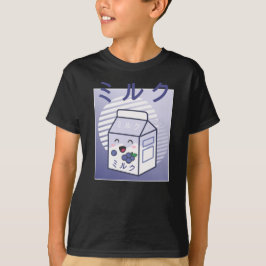 Kawaii Cow Retro Japansk blåbär Mjölk T Shirt