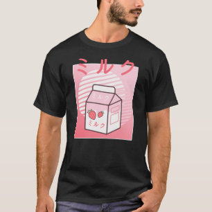 Kawaii Cow Retro Japansk jordgubbssmjölkskaka T Shirt