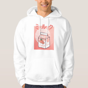 Kawaii Cow Retro Japansk persika Mjölk Hoodie