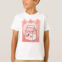 Kawaii Cow Retro Japansk persika Mjölk T Shirt