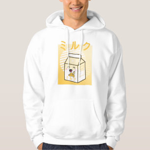 Kawaii Cow Retro Japanska Bananas Mjölk Hoodie