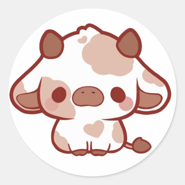 Kawaii Cow Runt Klistermärke (Framsida)