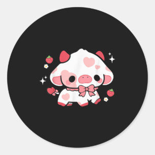 Kawaii Cow Strawberry Cute Aesthetic Anime Girls T Runt Klistermärke