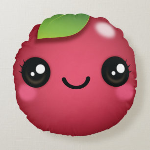 Kawaii Cranberry Round Pillow Rund Kudde