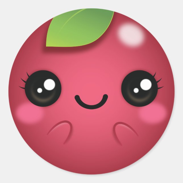 Kawaii Cranberry Runt Klistermärke (Framsida)