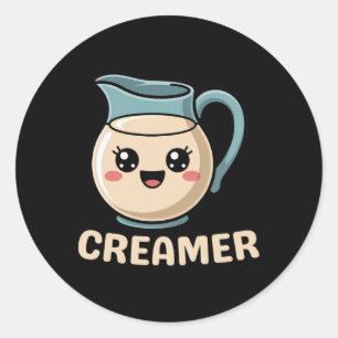 Kawaii Creamer Coffee Cute Halloween Costume Rista Runt Klistermärke