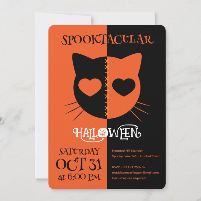 Kawaii Creepy Cute Cat Spooktacular Halloween Inbjudningar (Framsida)