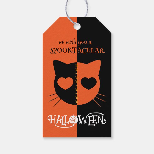 Kawaii Creepy Cute Cat Spooktacular Halloween Presentetikett (Framsidan)
