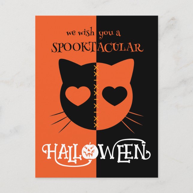 Kawaii Creepy Cute Cat Spooktacular Halloween Vykort (Framsida)