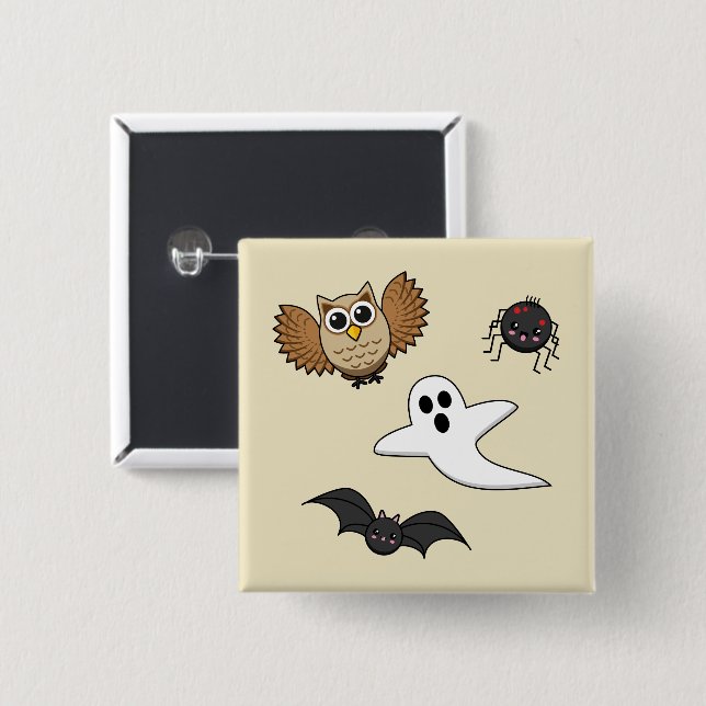 Kawaii Creepy Night Creatset Set Knapp (Framsida & baksida)