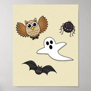 Kawaii Creepy Night Creatset Set Poster
