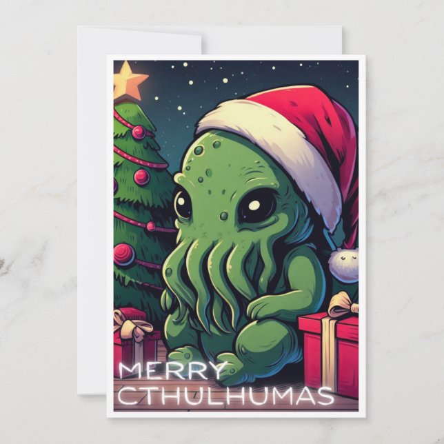 Kawaii Cthulhu-julen - Merry Cthulhumas Julkort (Framsida)