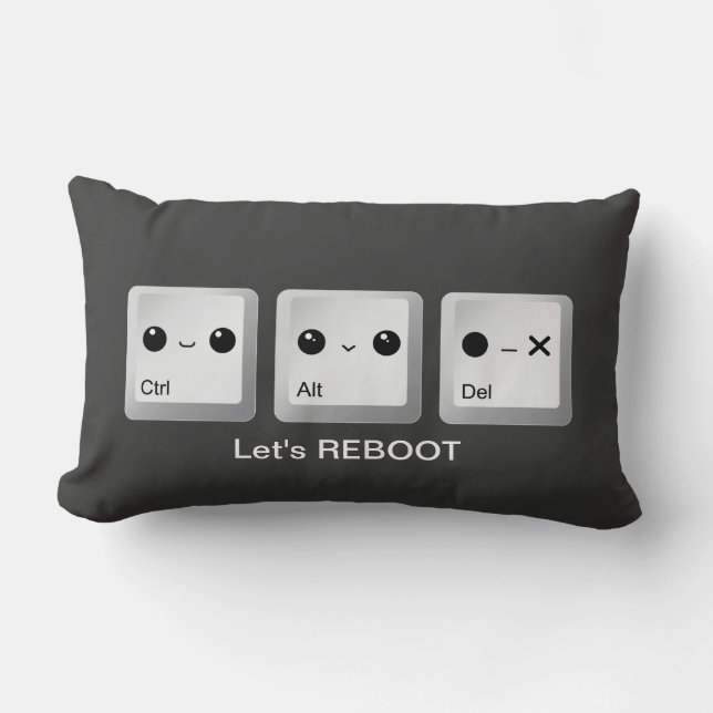 Kawaii Ctrl Alt Del Skriva - låt oss starta om Lumbarkudde (Framsida)