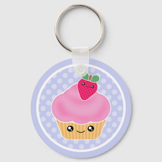 Kawaii Cupaka Strawberry Keychain Nyckelring (Framsida)