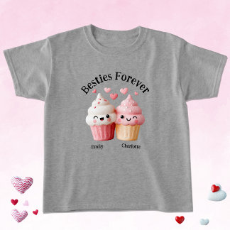 Kawaii Cupcake Besties with Hearts T Shirt