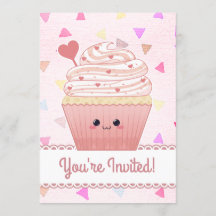 Kawaii Cupcake Hearts rosa