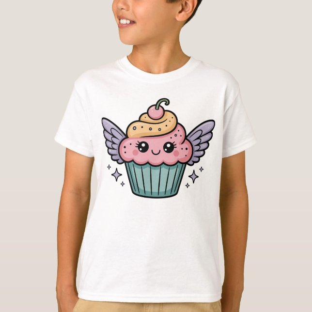  Kawaii Cupcake Kids T Shirt (Framsida)