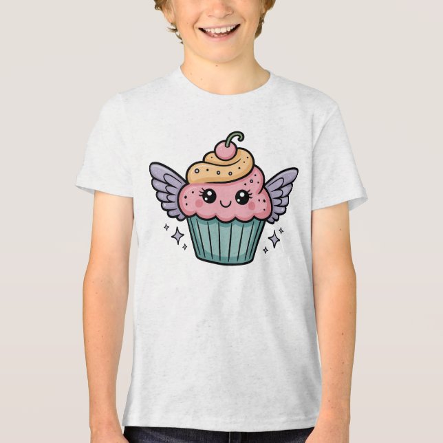  Kawaii Cupcake Kids T Shirt (Framsida)
