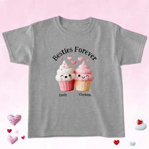 Kawaii Cupcake Vänner med Hjärtan T Shirt